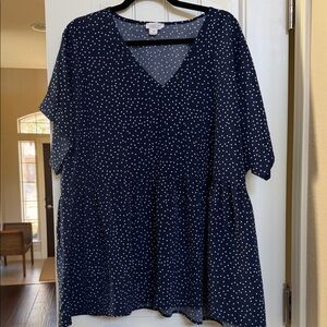 Chic Soul Navy Polka Dot V-Neck Blouse